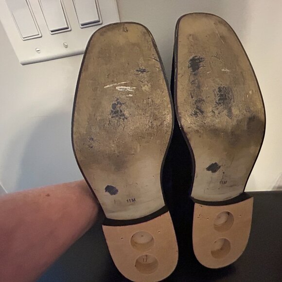 Mens GIORGIO BRUTINI Sz 11 Navy Blue Velvet Embossed Loafers Flats Shoes - Picture 6 of 8